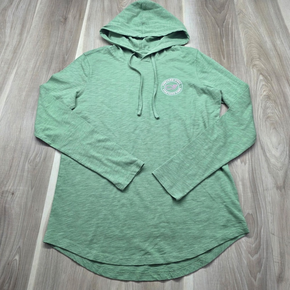 Vineyardâ Vines Women's XS Green Slub Cotton Long Sleeve Hooded Tee